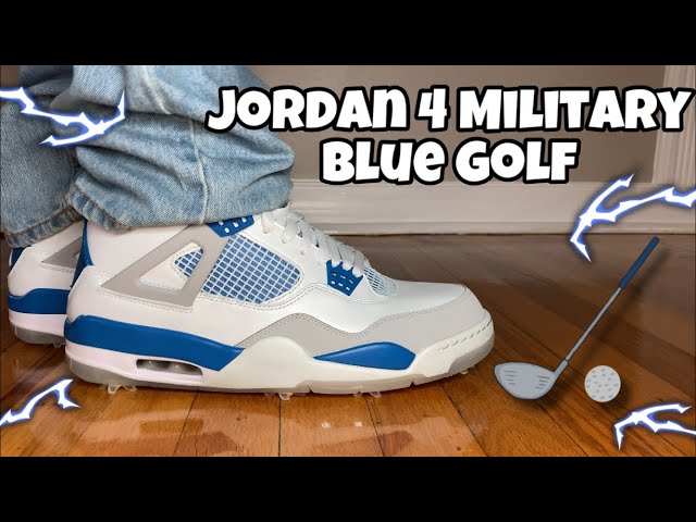 Jordan 4 Military Blue Golf Review & On Feet! - YouTube
