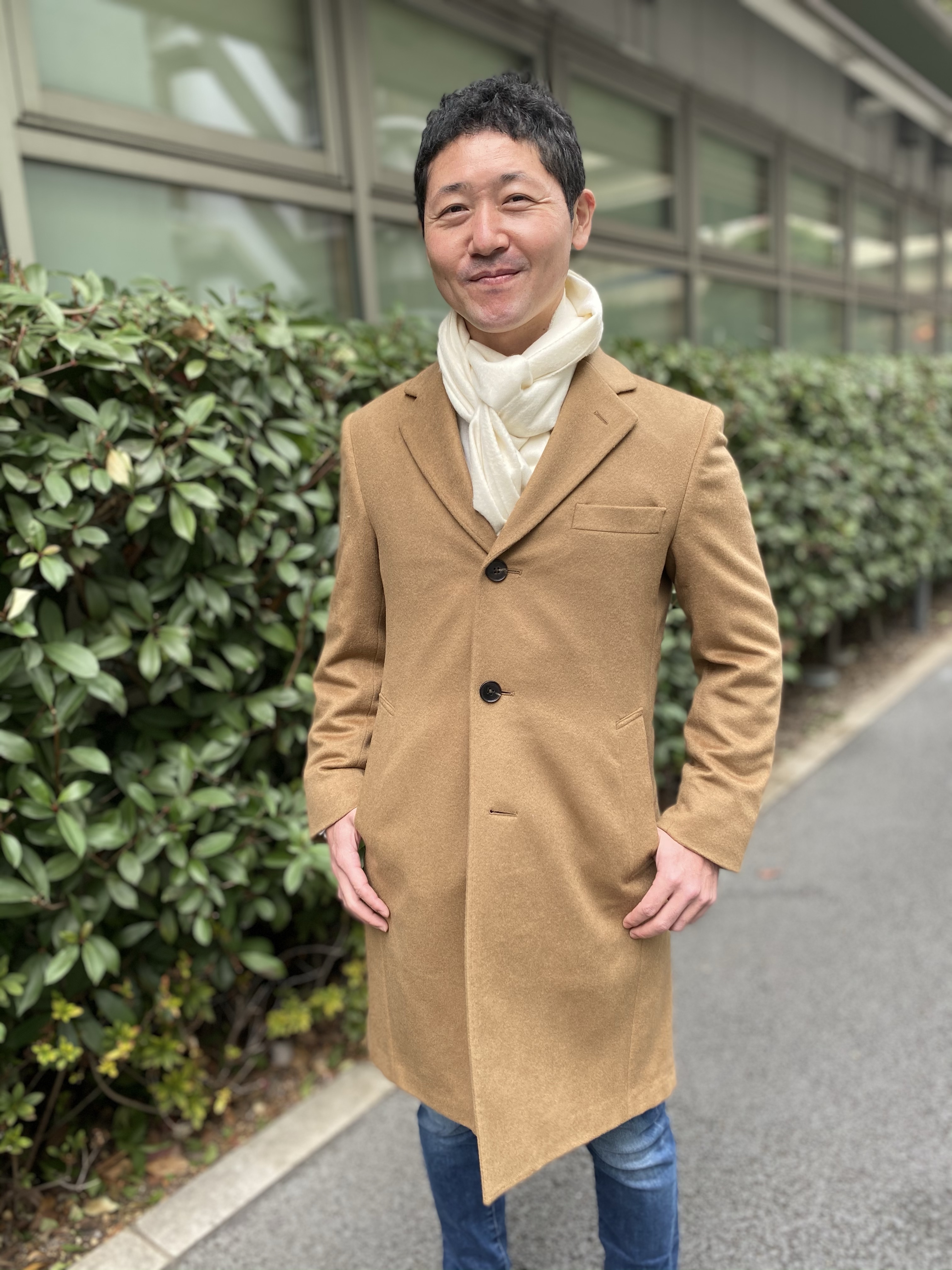 上品で優雅なカシミヤのキャメルシングルチェスターコート | 東京都港