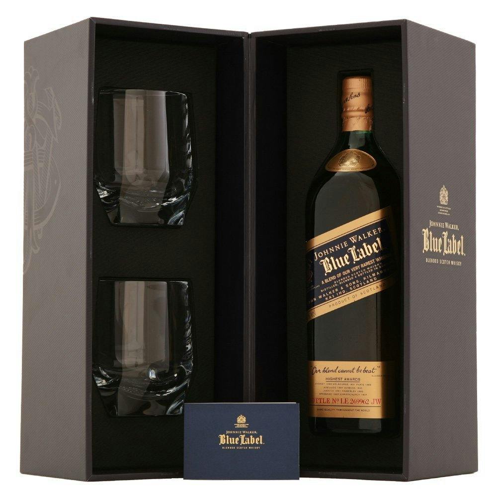Johnnie Walker Blue Label Gift Set with Two Tumblers 750ml - Vine