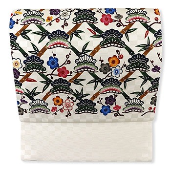 琉球紅型九寸名古屋帯（松竹梅）【安里紅型工房】(紺): 帯｜着物