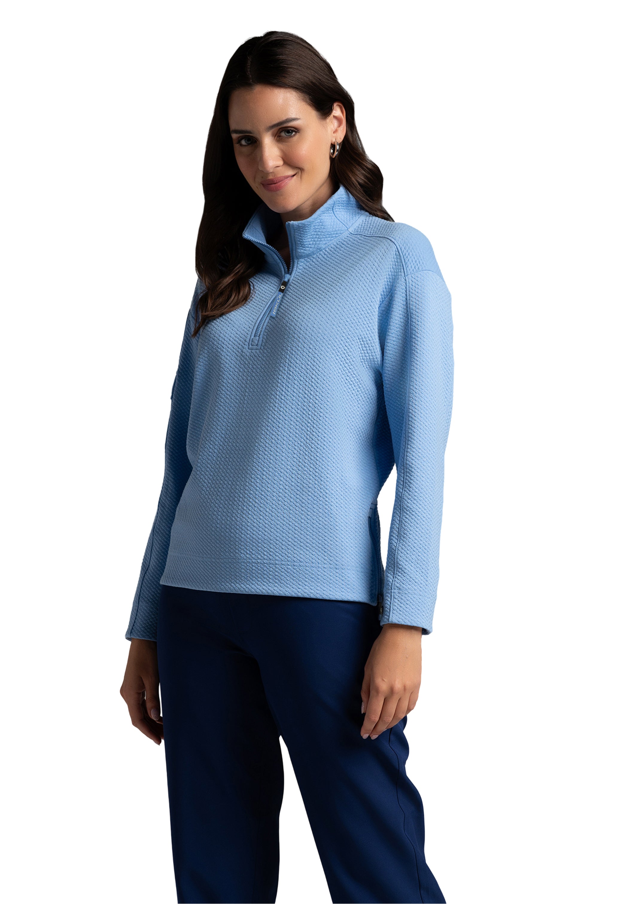 Solid Popcorn Stitch 1/4 Zip Pullover - 42000 | IBKÜL