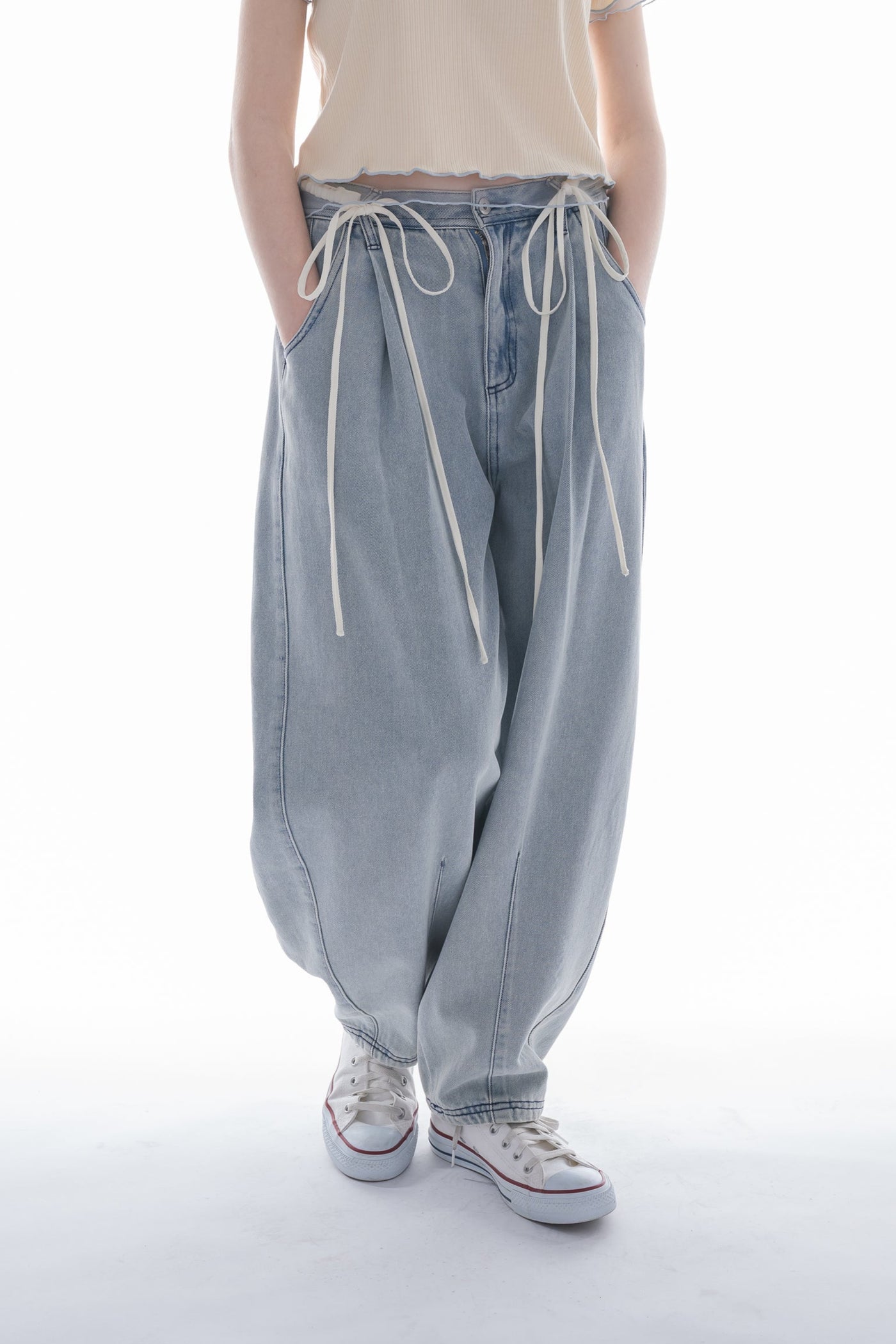 curve denim ribbon pants – idem