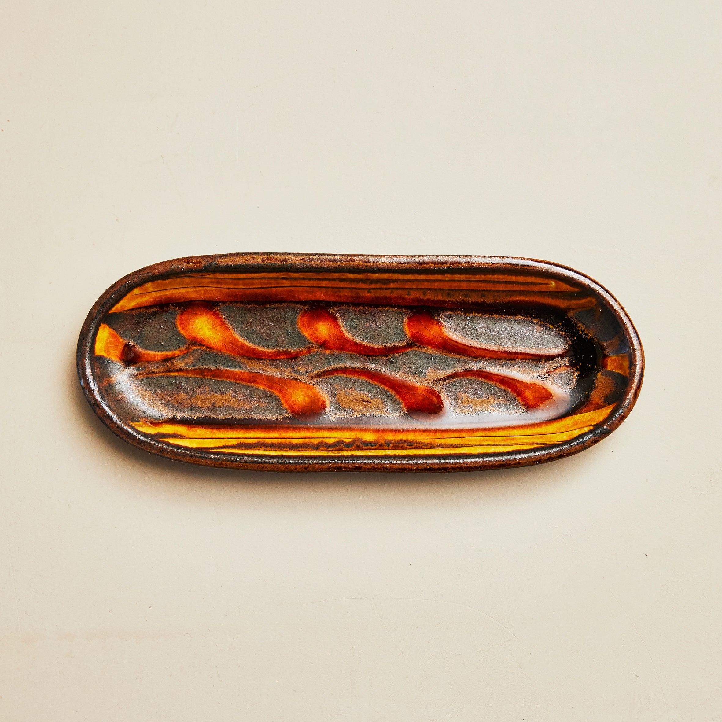 小代焼 ふもと窯 井上尚之 スリップ長方楕円皿 – IEGNIM