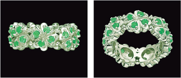 エメラルドのクローバー＞宝飾フルエタニティリング：I・E・I