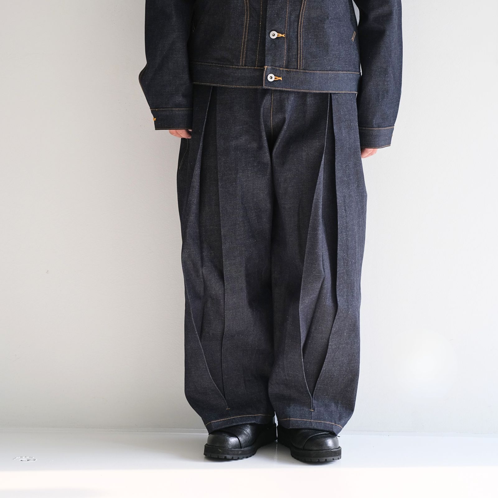 SAGE NATION - BOX PLEAT TROUSER RAW DENIM/ ボックスプリーツ