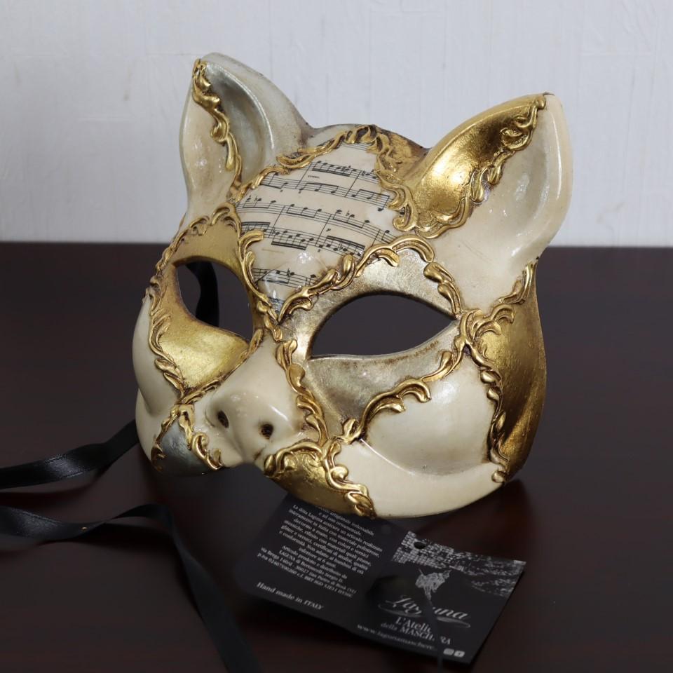 ベネチアンマスク カーニバルマスク 仮面 猫 キャット ゴールド