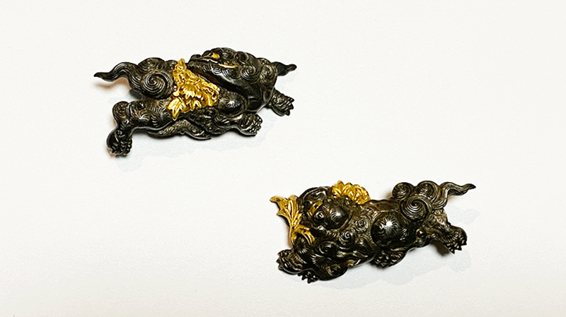 目貫 東鶴斎小野義寿 Menuki design of Lion Made by Toukakusai Ono