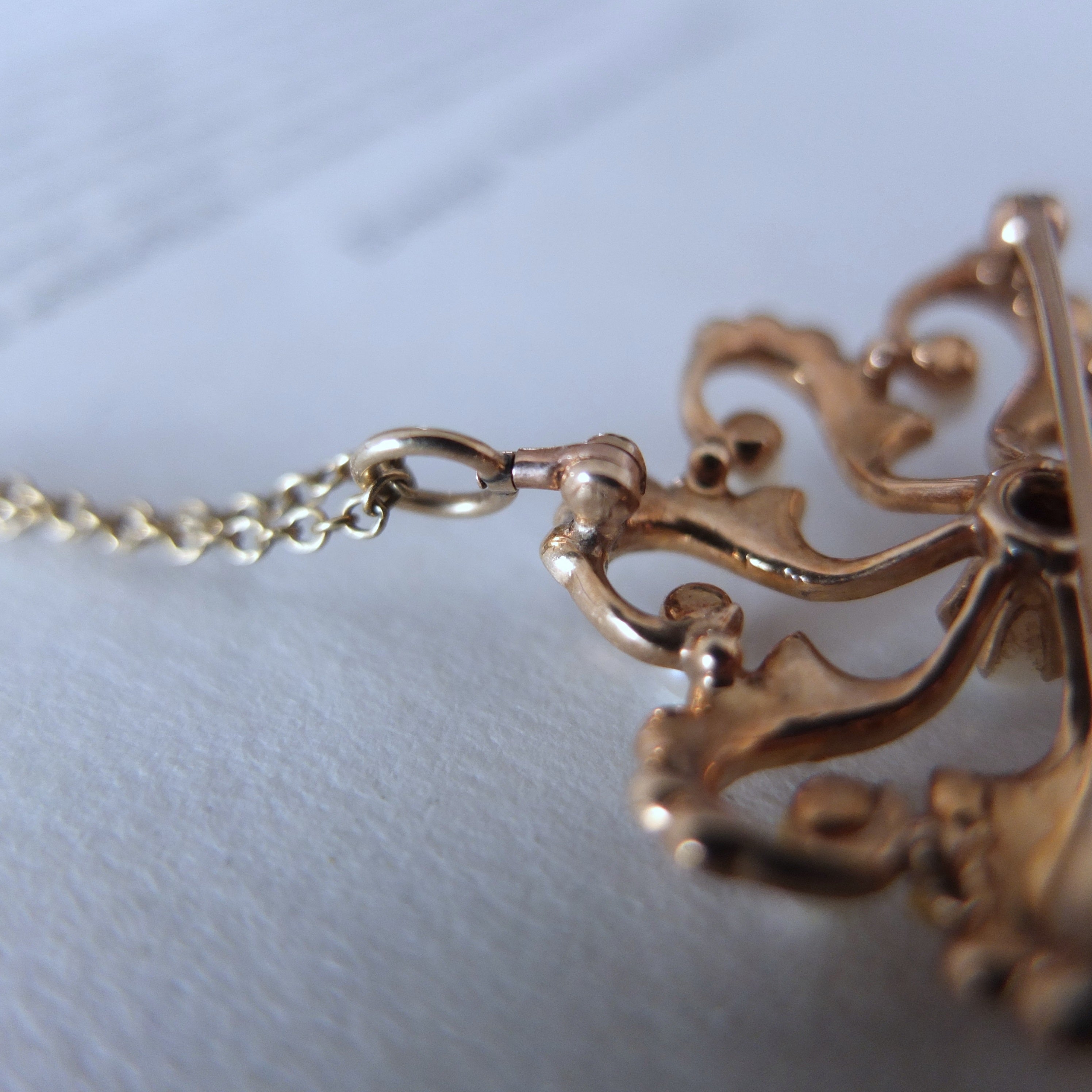 イギリスアンティーク 14Kゴールド＋シードパールブローチ兼ペンダント