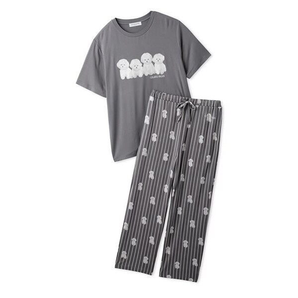 接触冷感】【ONLINE限定】【HOMME】ビションフリーゼ柄Tシャツ&ロング