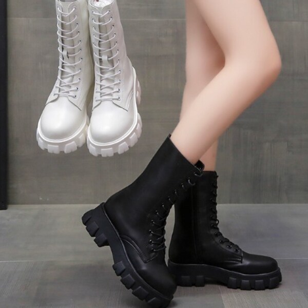 厚底 レースアップトラックソールブーツ ソール約5.5センチ