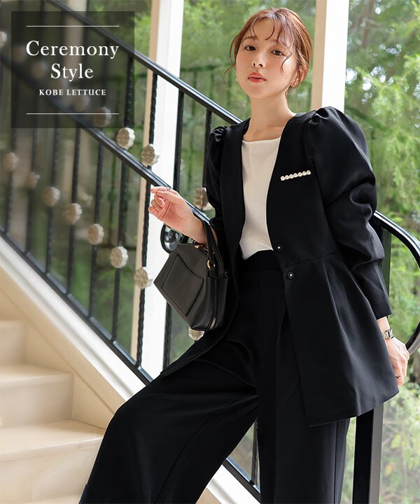 セレモニー ] M L サイズが選べる ペプラムジャケット4点スーツ [X490