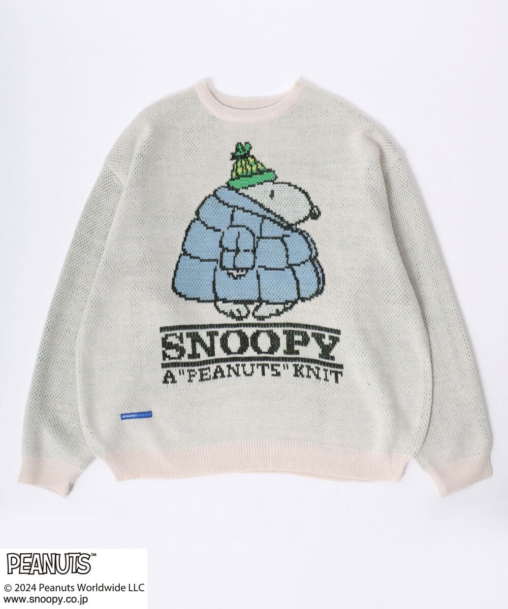 ダウンスヌーピー キャラクタージャガード編みニットセータープル