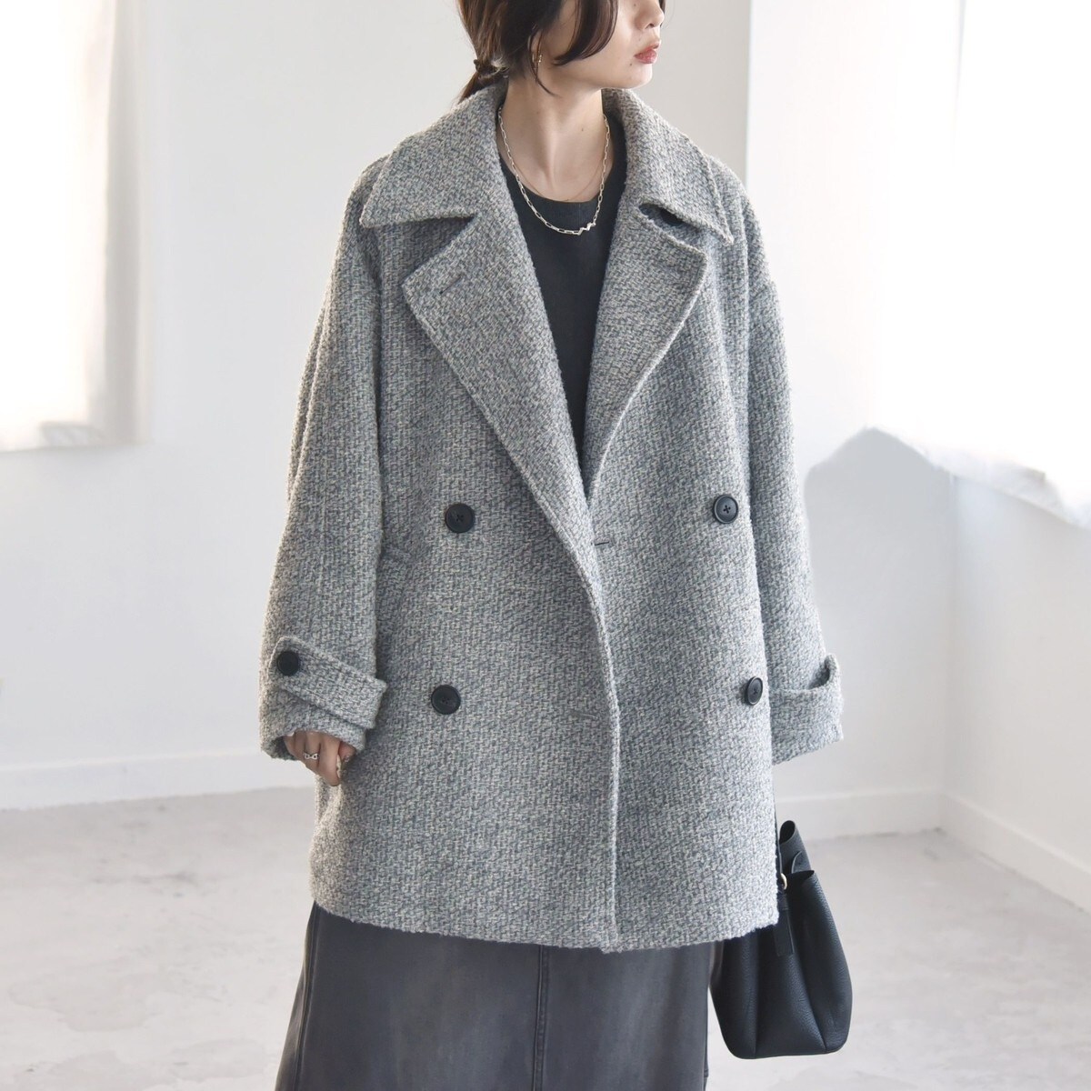 quaranciel: ツイード ボンディング ダブル コート | カランシエル