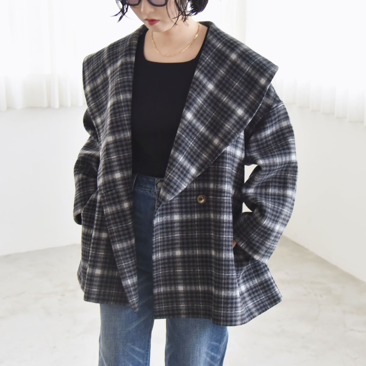 quaranciel: リバー ケープ ショート コート 25AW | カランシエル