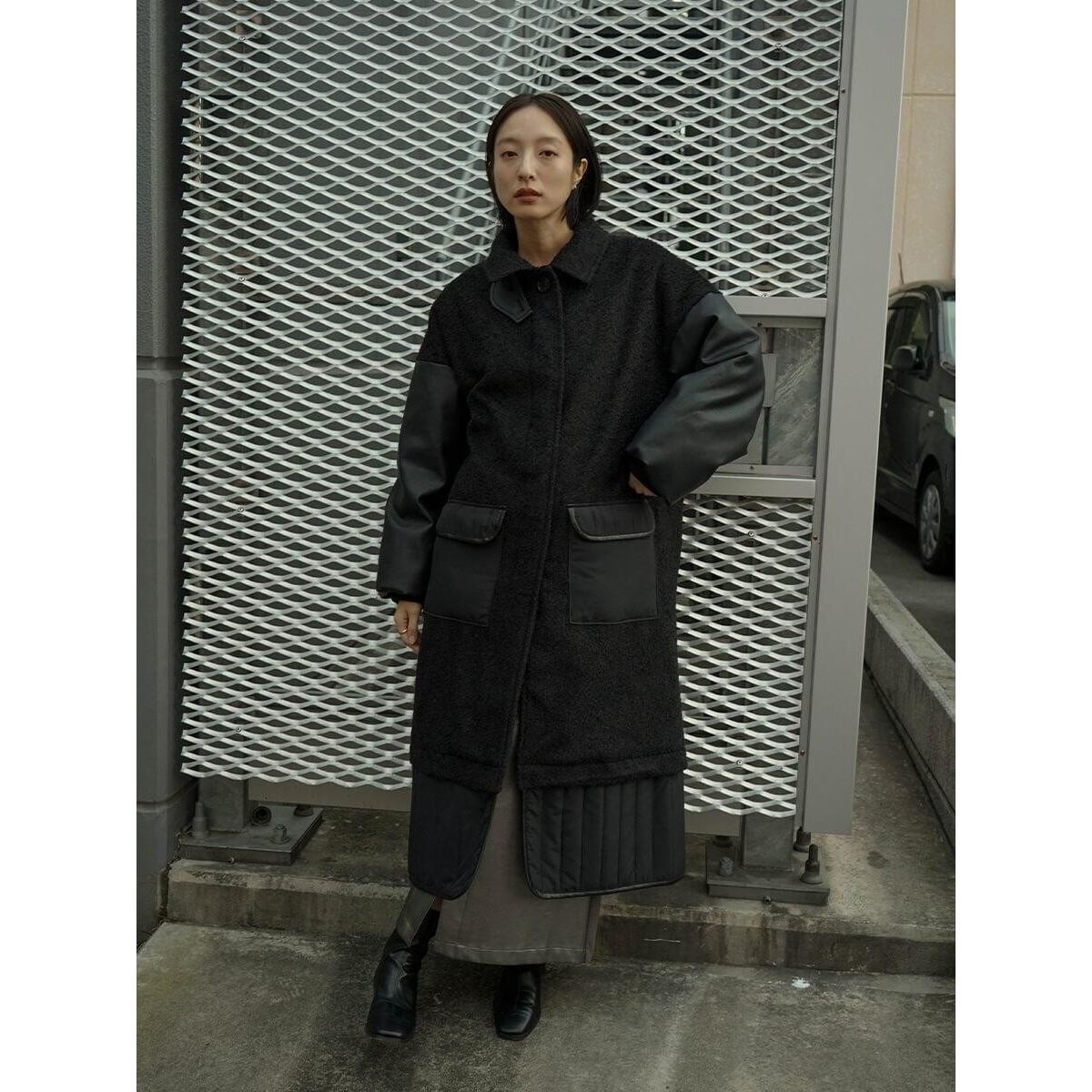 異素材ミックスロングコート | ラディエイト(RADIATE) | マルイウェブ