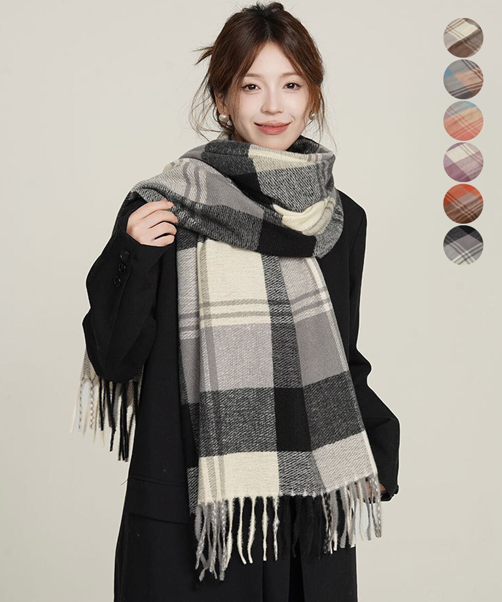 チェック柄マフラー 大判 ストール | ミニミニストア(miniministore