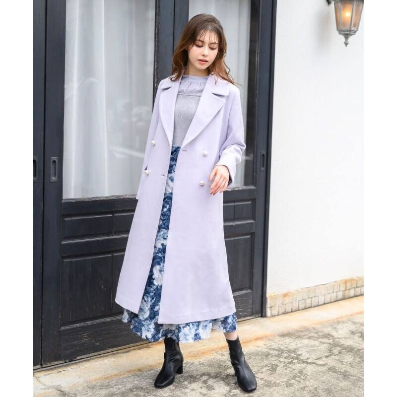 コーデに上品さをプラス。パールボタンチェスターコート/MM448604