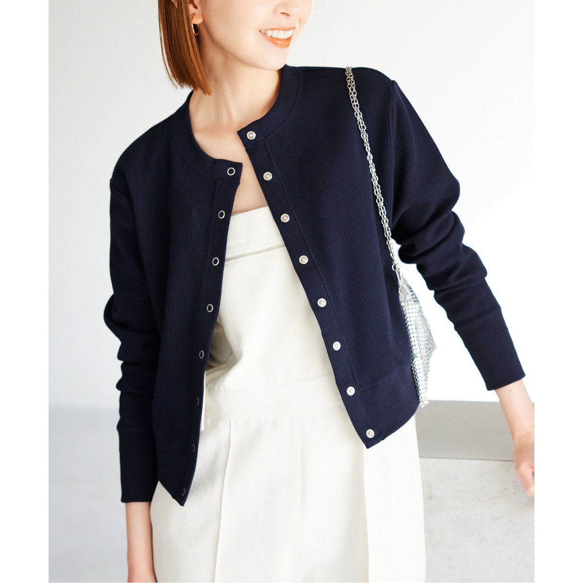 ダブルフェイスジャージースナップカーディガン | スローブ イエナ