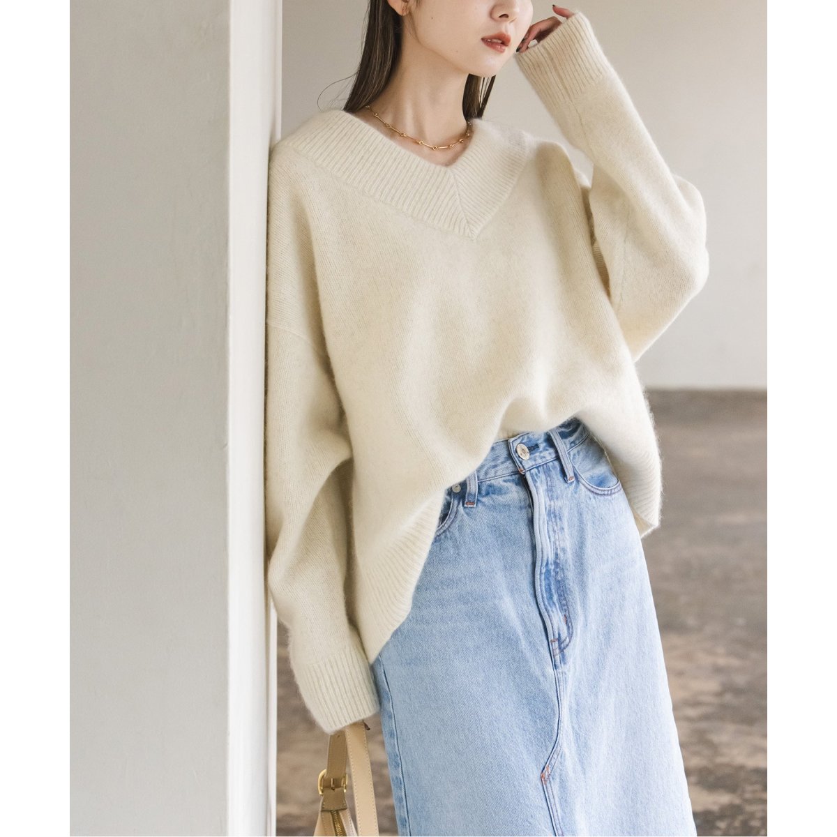 追加》YAKワイドVネックニット | ノーブル(Noble) | マルイウェブチャネル