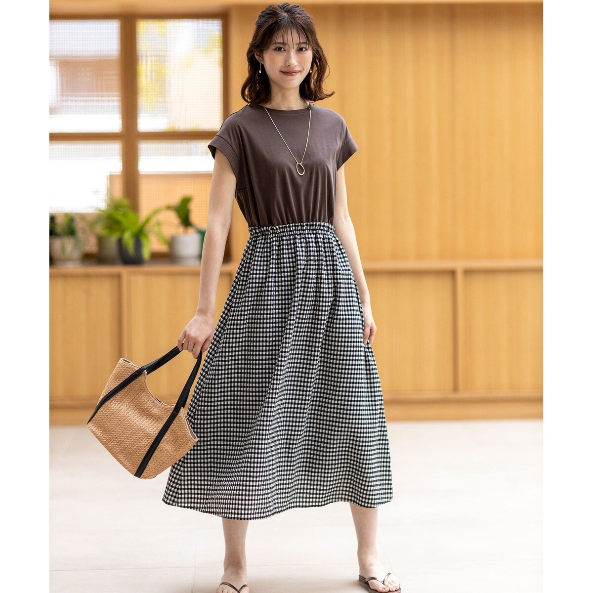 洗える】チェックドッキング ワンピース | エニィスィス(ANY SIS