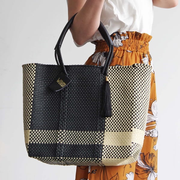 ウーヴン(WOVEN) / メキシコ製 ミドルトート バスケットバッグ