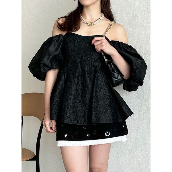 WEB限定カラー】3wayシアージャガードペプラムブラウス | リリー