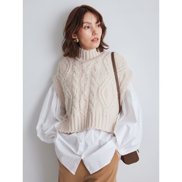 セットアイテム】ケーブルベストシャツレイヤードSET | ミラ