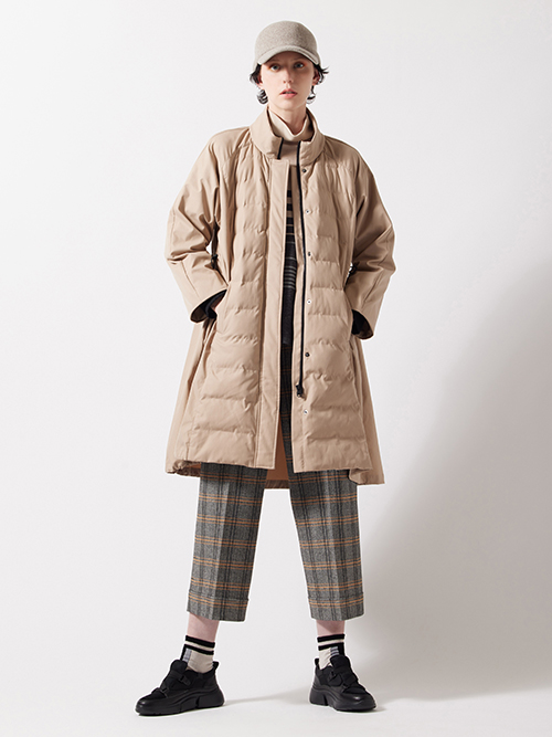 セール】 キルティングアクセントツイードコート （ダウンジャケット