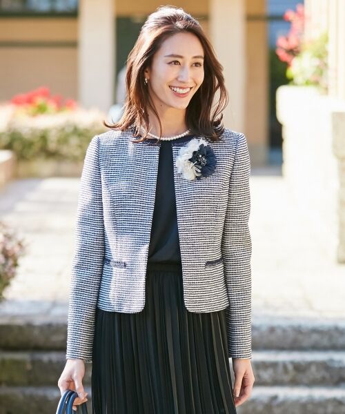 セール】 【セレモニー】カラミツイード ジャケット （ノーカラー