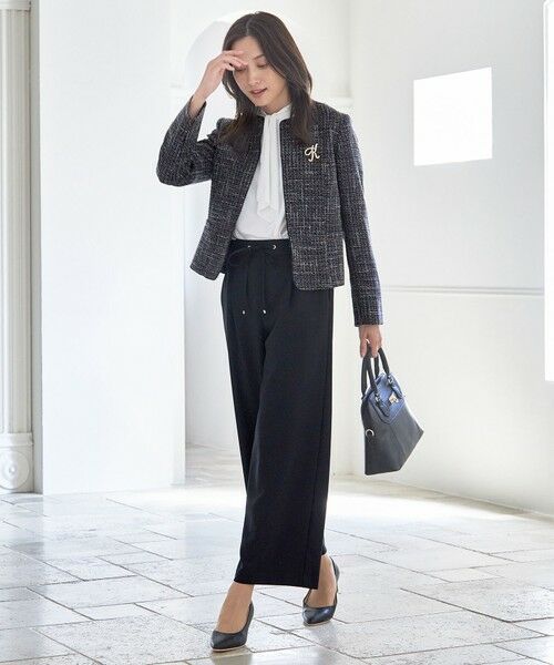 セール】 ライトツイード ノーカラージャケット （ノーカラー