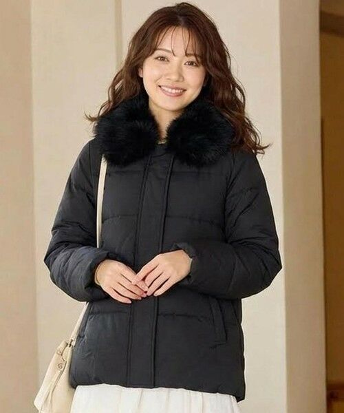 セール】 ファーカラー付き・ダウン見え中綿 ジャケット （ダウン