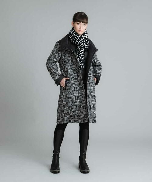 セール】 キルティングアクセントツイードコート （ダウンジャケット