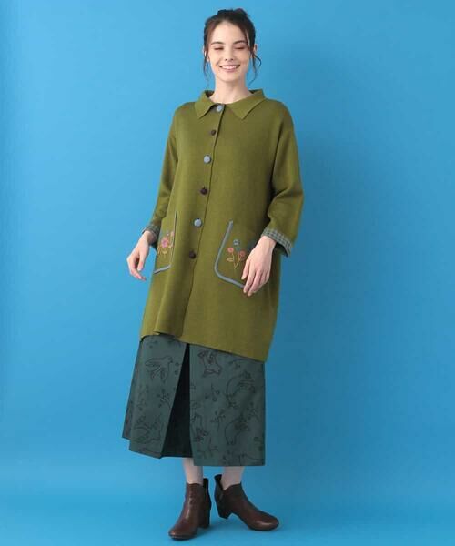 セール】 Wフェイスニードル刺繍ロングカーディガン （カーディガン