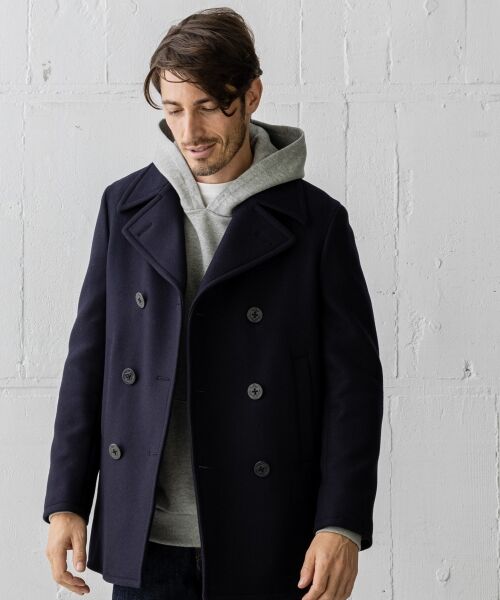 極美品 ジェイプレス メルトンピーコート ネイビー インナー