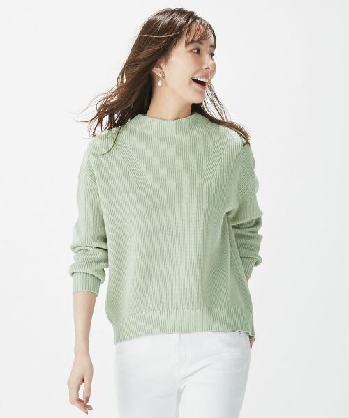 セール】 【洗える】コットンアクリル片畦 ニット （ニット・セーター