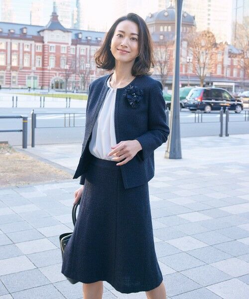 ファンシーツイード ノーカラー ジャケット （ノーカラージャケット