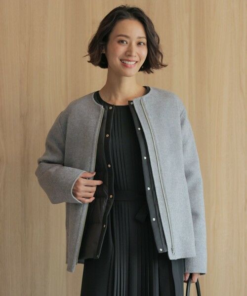 セール】 ウールナイロンリバー ノーカラー コート （その他アウター