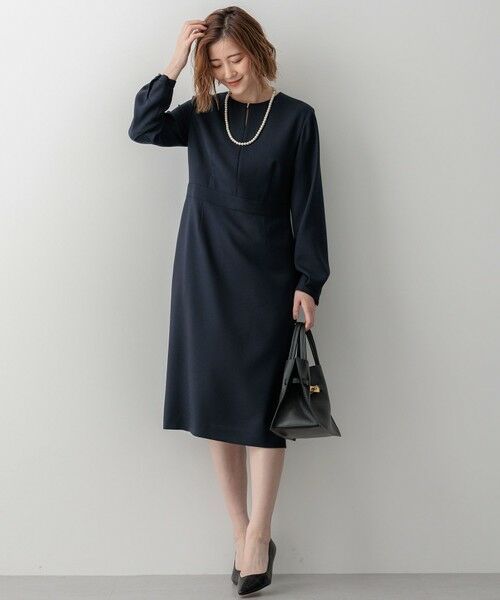セール】 【洗える】ウールミックスジョーゼット ワンピース （ロング