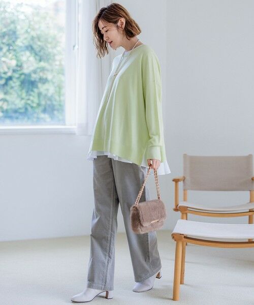 セール】 【洗える】23区DENIM ベルベットストレッチ ワイドパンツ