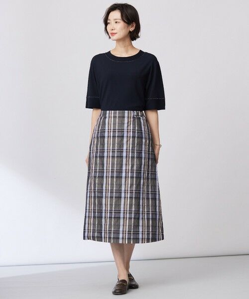 セール】 【洗える】ECO DOBBY チェック スカート （ミニ・ひざ丈