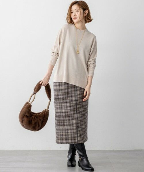 セール】 【見上愛さん着用】ボンディングチェックツイード Iライン