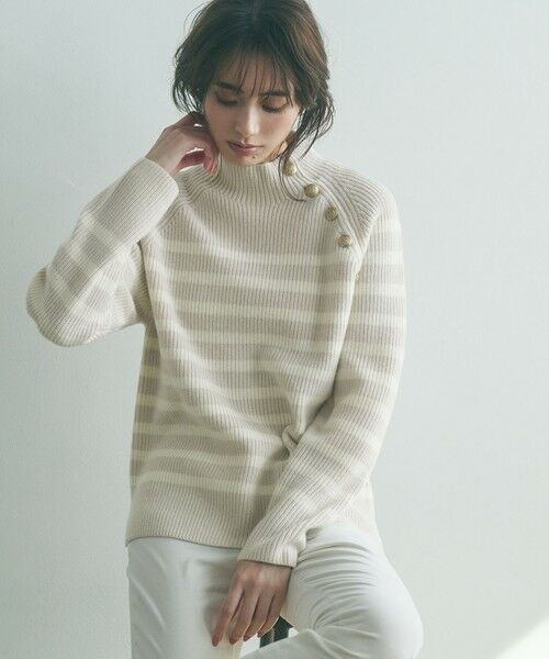 洗える】ウールカシミヤ パネルボーダー ニット （ニット・セーター