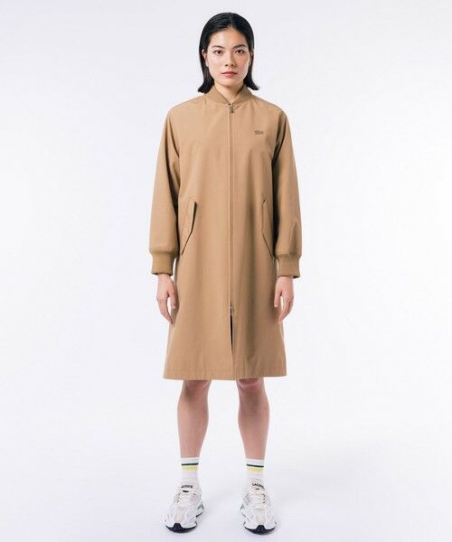 セール】 ルーズフィットAライン ロング丈ノーカラーコート （トレンチ