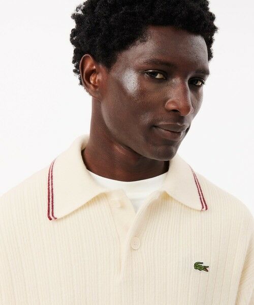 セール】 ウール 配色ボーダーニットポロセーター （ニット・セーター