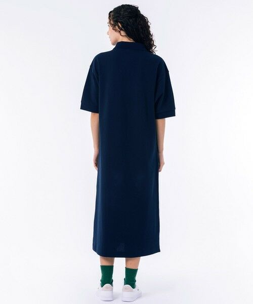 セール】 ルーズフィット5分袖ポロドレス / ポロワンピース マキシ丈