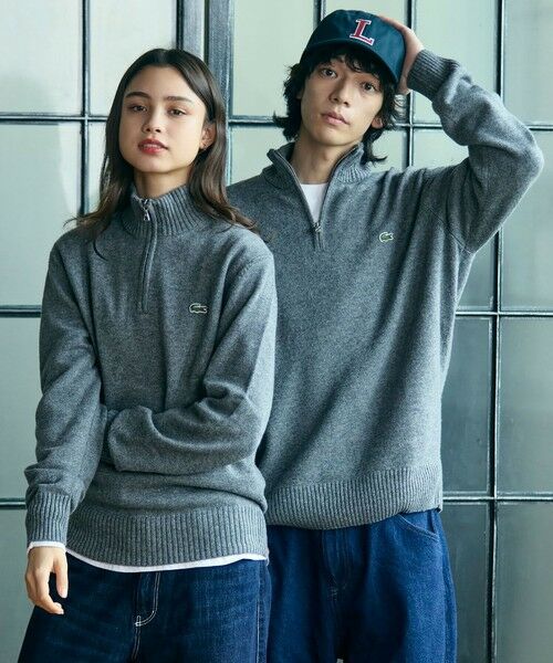 ハイネックハーフジップ ウールニットセーター （ニット・セーター