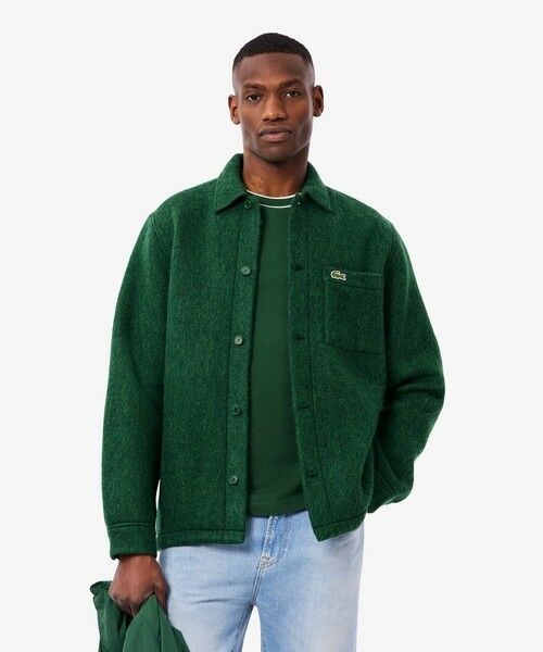 セール】 ウールブレンドフェルトオーバーサイズ アウターシャツ