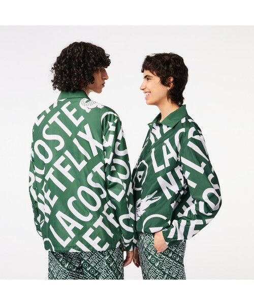 セール】 『Lacoste x Netflix』 総柄コーチジャケット （ブルゾン