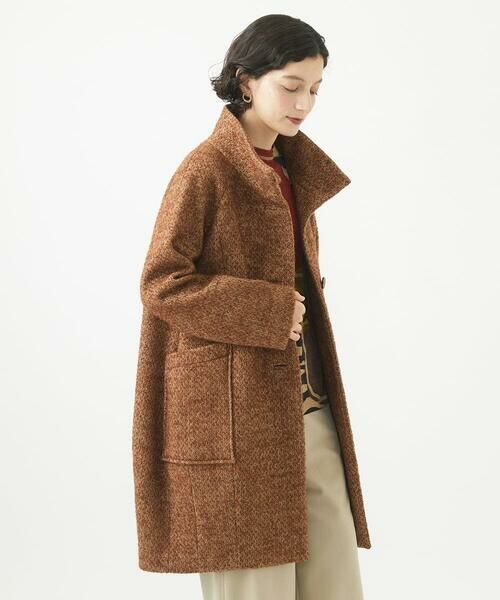 セール】 [日本製]ITALYミックスツイードロングコート （その他