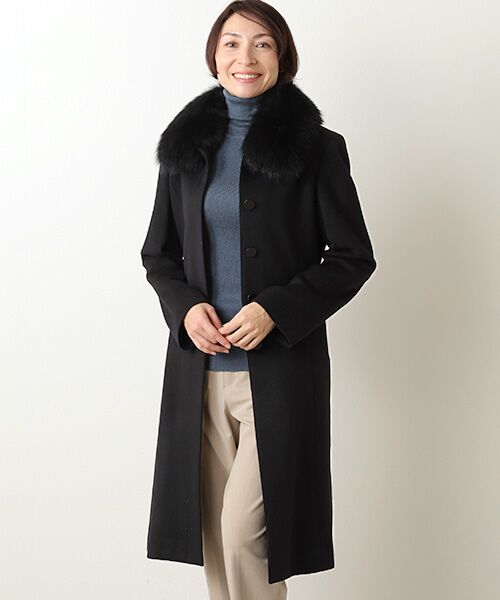 セール】 カシミヤ100％コート（ベルト付き） （ステンカラーコート